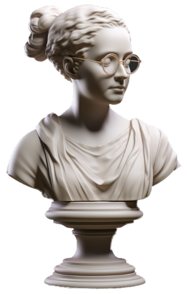 Busto classico con occhiali tondi